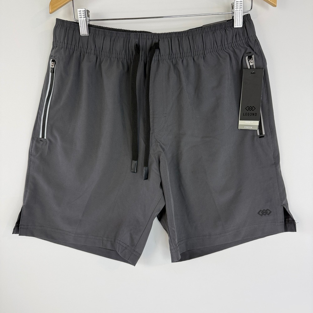 New LEG3ND Legend Athletic Shorts Mens M Gray 7" Inseam Stretch Comfort Fit